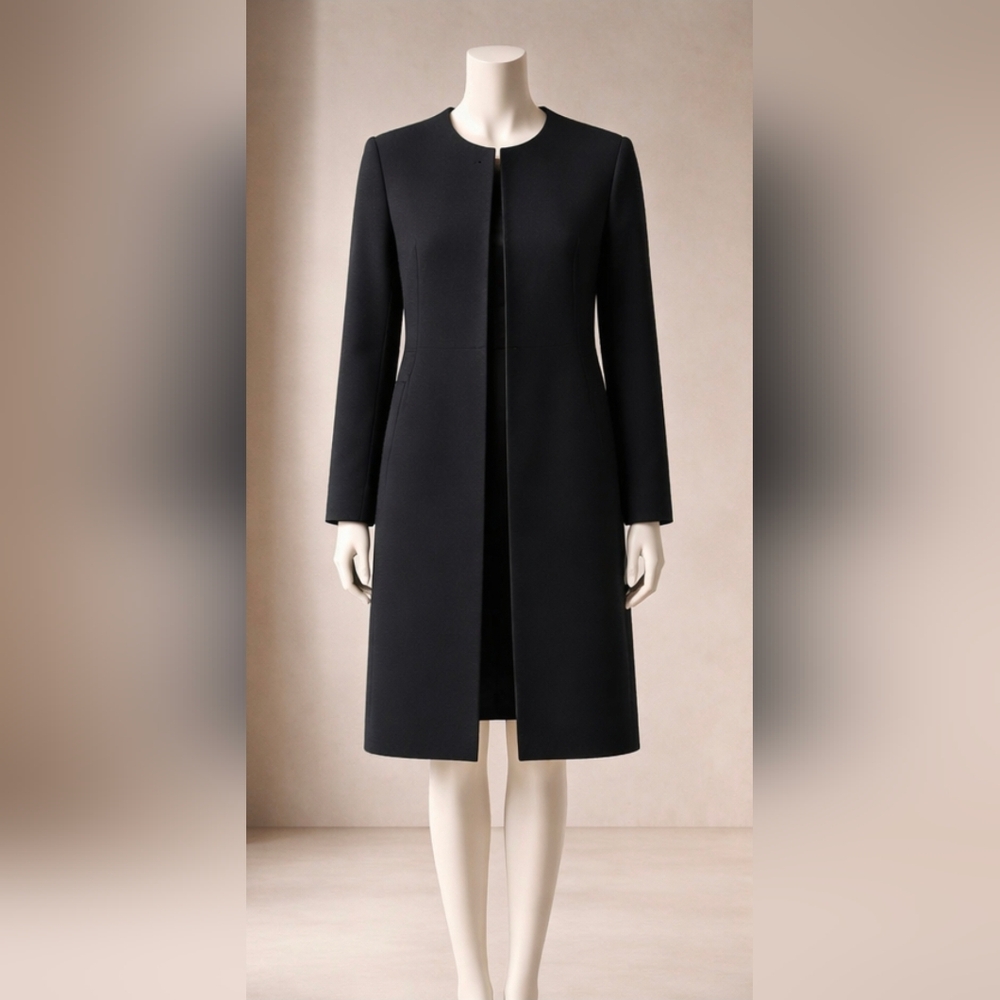 Talbots 100% Wool Longline Blazer Black Quiet Luxury Minimalist Size 10 - Picture 2 of 11